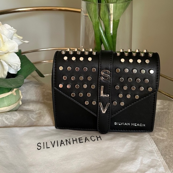 Silvian Heach Black Studded Crossbody NWOT - Picture 3 of 8